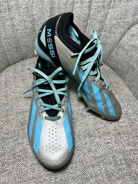 adidas Men’s Athletic Soccer Cleats Silver and Light Blue